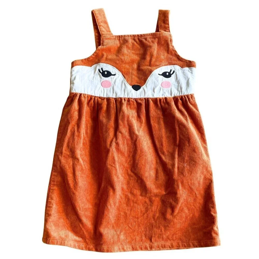 Gymboree‎ Girl's Orange Fox Corduroy Jumper Dress - Size 7